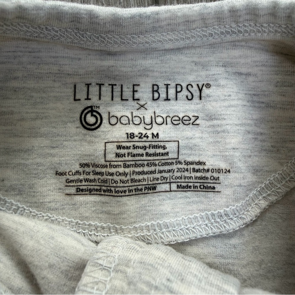 LITTLE BIPSY X BABYBREEZ VALENTINES DAY BAMBOO 2 WAY ZIP ONE PIECE PJS 18-24MO - Picture 3 of 6